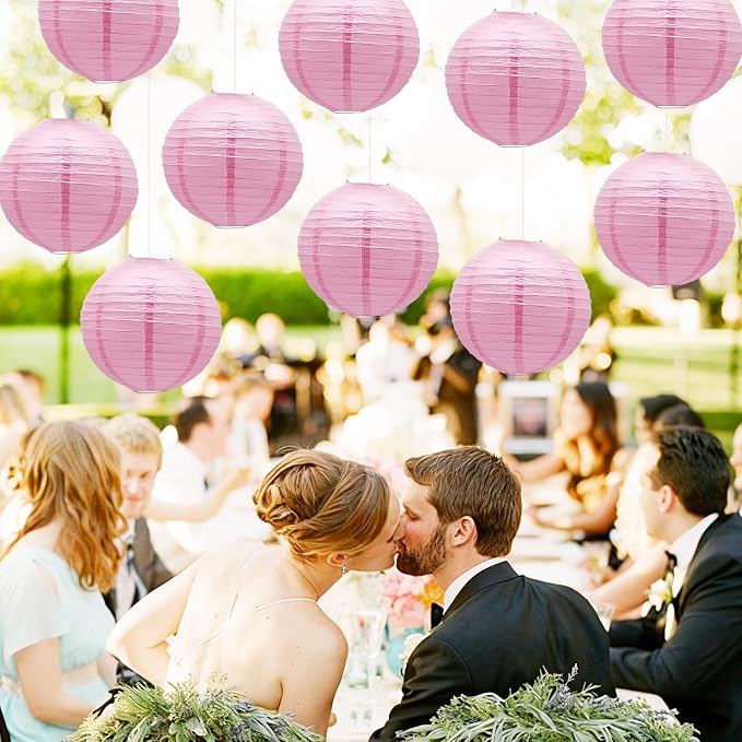 Pink Paper Lanterns Hanging Chinese Round Lanterns - Image 7