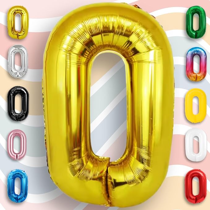 Gold Number Balloon 0 Mylar Foil Balloons 32 inch - Image 6