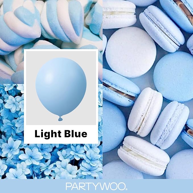 PartyWoo Light Blue Balloons 152pcs Baby Pastel Sky Aqua Blue Color | Different - Image 2