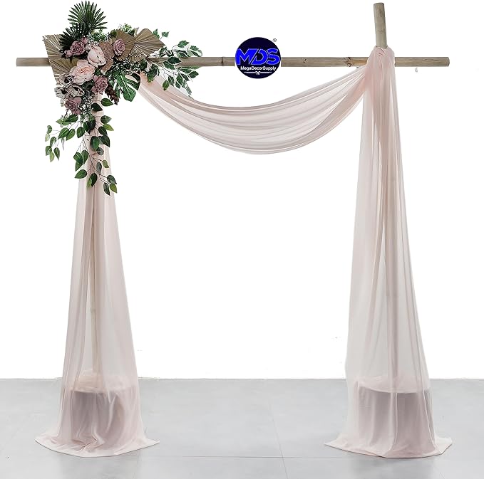 MDS Halloween Chiffon Draping Fabric - 2 Panel, 30" Wide x 50ft Long - Sheer Spooky Arbor & Canopy Drapery for Haunted House Backdrops, Party Ceilings, DIY Costumes & Themed Events - Nude