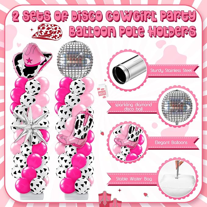 Kasyat 2 Sets Disco Cowgirl Balloon Column Stand Kit - Image 3
