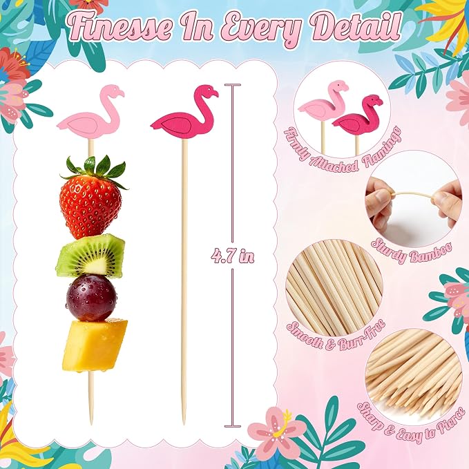 100PCS Pink Flamingo Cocktail Picks, Decorative Toothpicks - Image 6