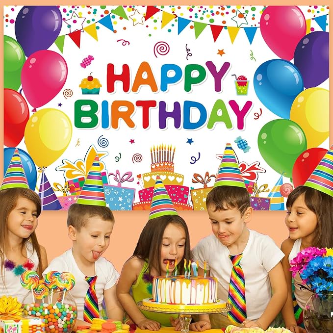 Happy Birthday Backdrop Banner Colorful Birthday Decorations Large Yard Sign - Image 4
