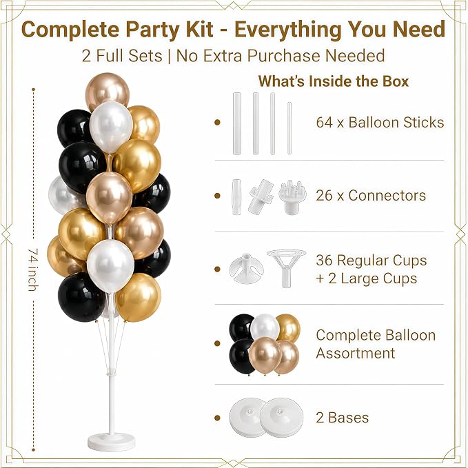 Black Gold Balloon Tower Kit Set of 2 - Image 2