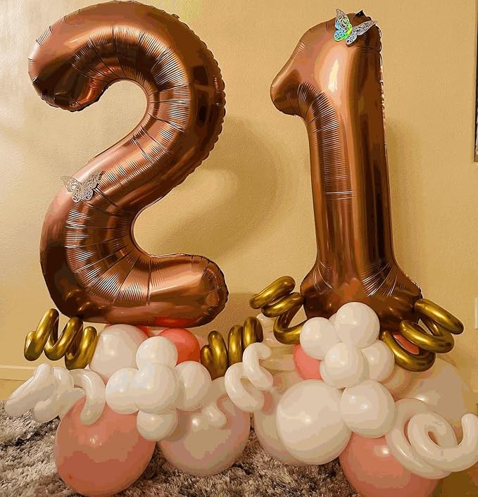 2 Balloon - Brown Birthday Number Balloons, 40 Inch Decorations Men Women | - Image 2