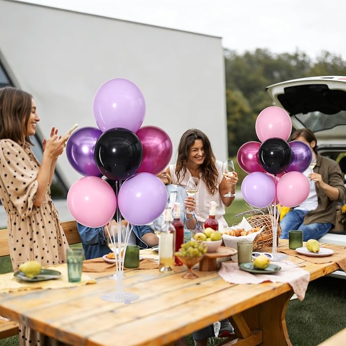 Pink and Purple Black Balloons Table Centerpieces Stand Kit - Image 9
