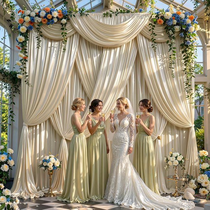 20x10ft Champagne Beige Glitter Backdrop Curtain - Image 6