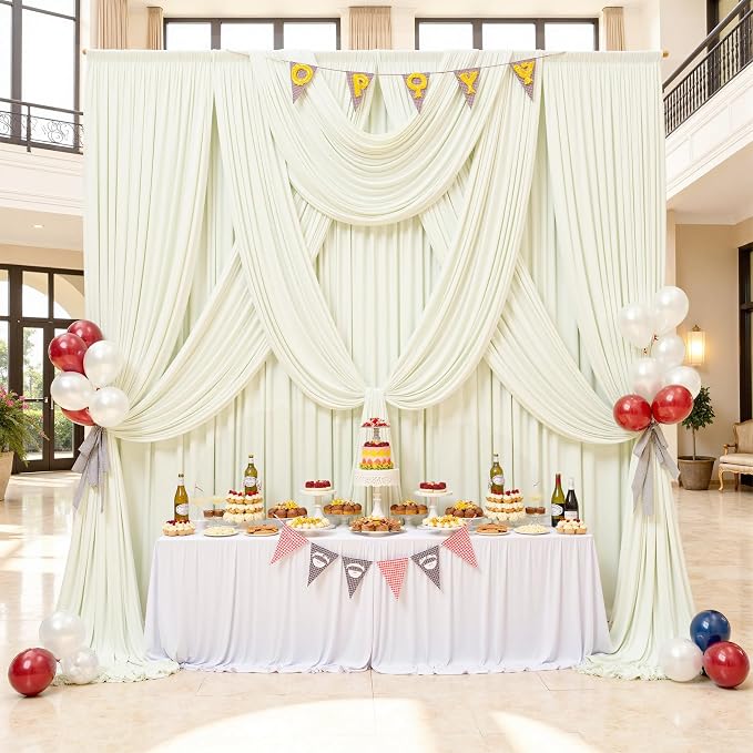 50ft×12ft Ivory Backdrop Curtain - Image 3