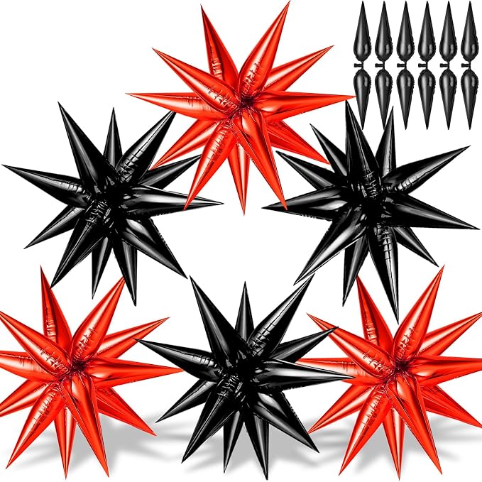 74 PCS Black Red Star Balloons by GCTWFYK
