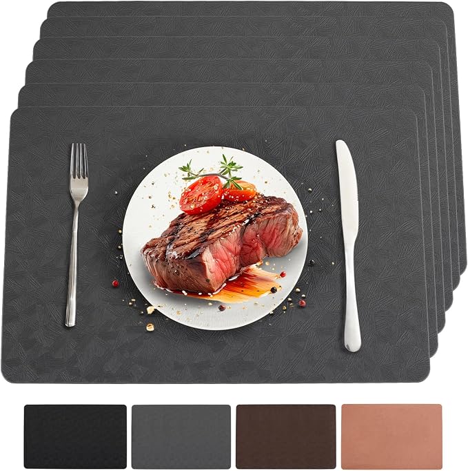 Vinyl Placemats Set of 6 Heat Resistant Easy Clean Non-Slip Place Mats by BxzanDya-LifeSmartMaker