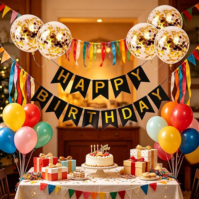 Happy Birthday Banner Sign Bunting Hanging Decorations - Image 2