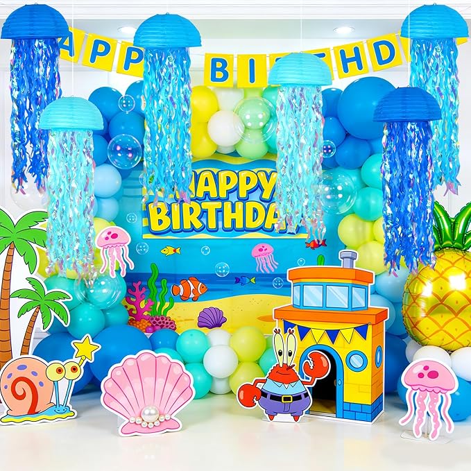6-Pack Jellyfish Paper Lanterns, Under the Sea Party Decorations | 10-Inch - Image 2