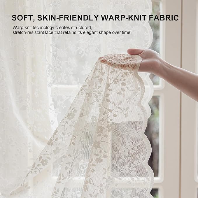 Anmao Vintage Lace Sheer Curtains 54 Inches Long - Image 4