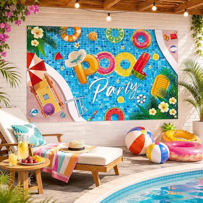 Pool Party Banner Pool Party Decorations Summer Party Birthday Decorations - Image 6