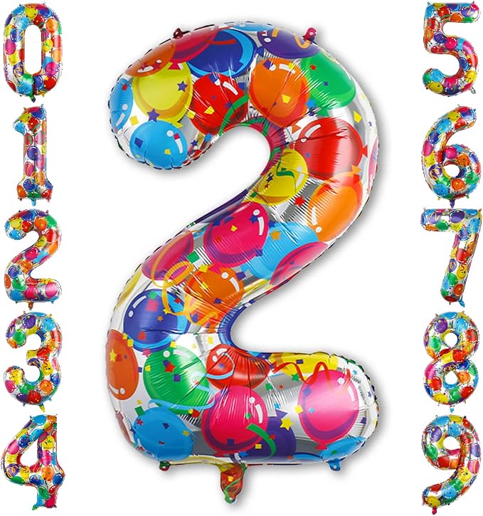 Rainbow Number 2 Balloon 40 Inch, Colorful Mylar Helium Balloons by Unknown