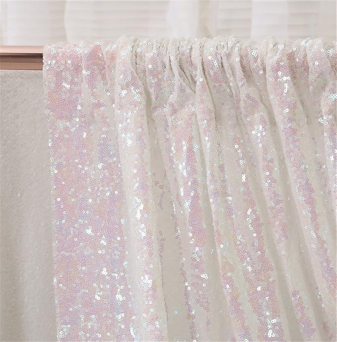 Eternal Beauty White Iridescent 3mm Sequin Backdrop 6x6 Ft - Image 6