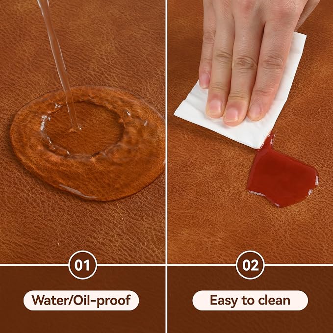 UnivoColors Placemats Round Faux Leather Placemats Set of 4-Waterproof-Wipe - Image 4