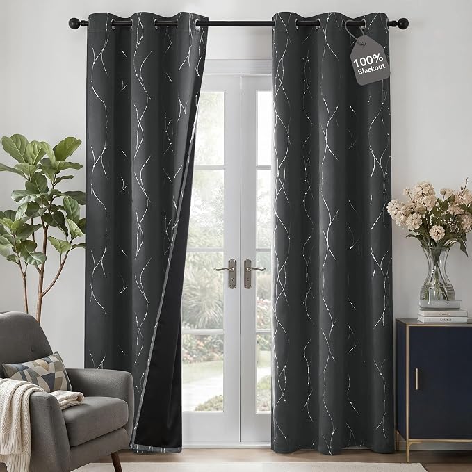 Deconovo 100% Blackout Living Room Curtains 63 Inches Long, Thermal Insulated by Unknown