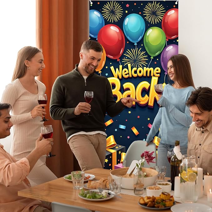 6x3ft Welcome Back Door Cover Banner Decorations Welcome Home Door Banner - Image 2