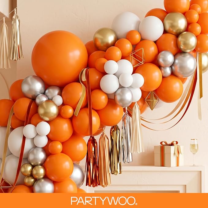 PartyWoo Orange Balloons 140pcs Fall Latex Helium Balloons Different Sizes | 18 - Image 8