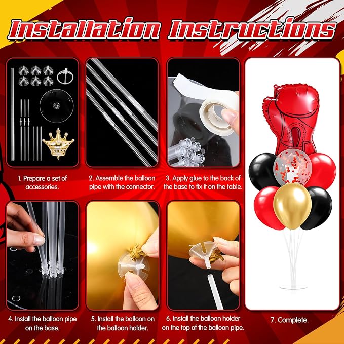 Seematn 2 Set Boxing Balloon Stand Kits Boxing Balloons Sticks Holder - Image 4