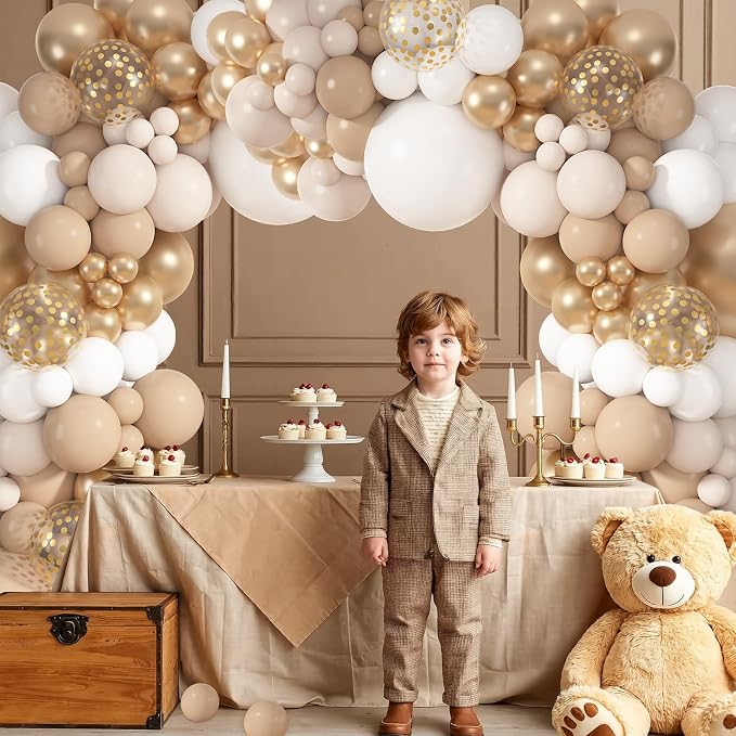 152Pcs White Sand Metallic Champagne Gold Balloons Arch Kit | Different Sizes - Image 4