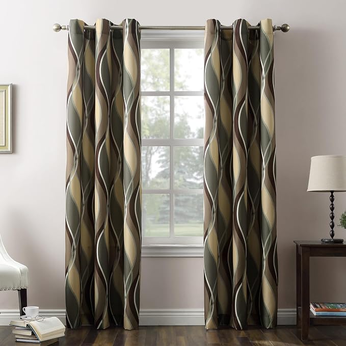 No. 918 Intersect 2-Pack Ogee Print Semi-Sheer Grommet Curtain Panel Pair by No918