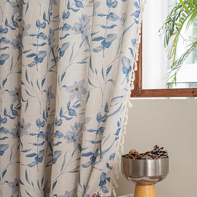 ENJOYBRIDAL Floral Curtains 84 Inches Semi Sheer Living Room Drapes Farmhouse - Image 7