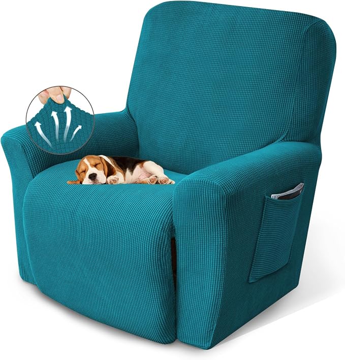 Recliner Chair Covers, 1-Piece Lazy Boy Recliner Covers, Peacock Blue | by KEKUOU