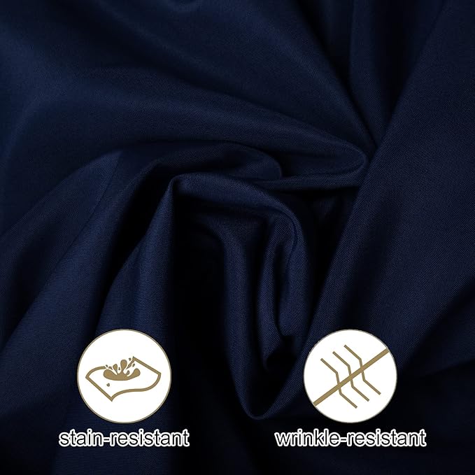 Ascoza 2pack 90x132 Inch Navy Rectangular Tablecloth 8 Feet Table Cloth in Polyester Fabric for Wedding/Banquet/Restaurant/Parties