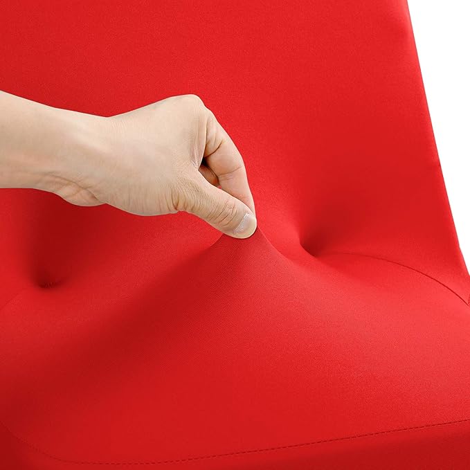 Peomeise Stretch Spandex Folding Chair Cover for Wedding Party Dining Banquet Event (Red,6pcs)