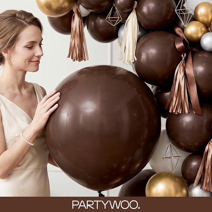 PartyWoo Dark Brown Balloons 4pcs Boho Coffee Neutral Fall Color | 18 12 10 5 - Image 9