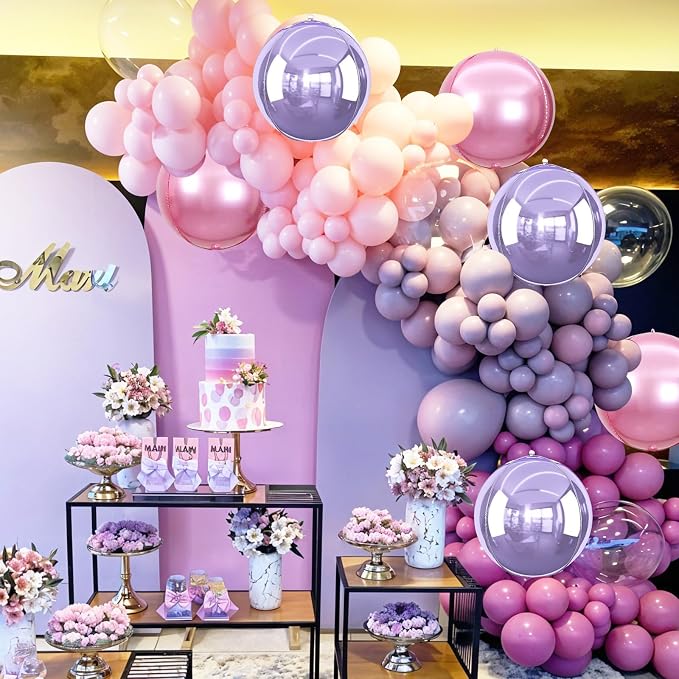 6Pcs Pink purple Round Foil Balloons, Giant 4D Round Ball Balloon, 22 Inch - Image 4