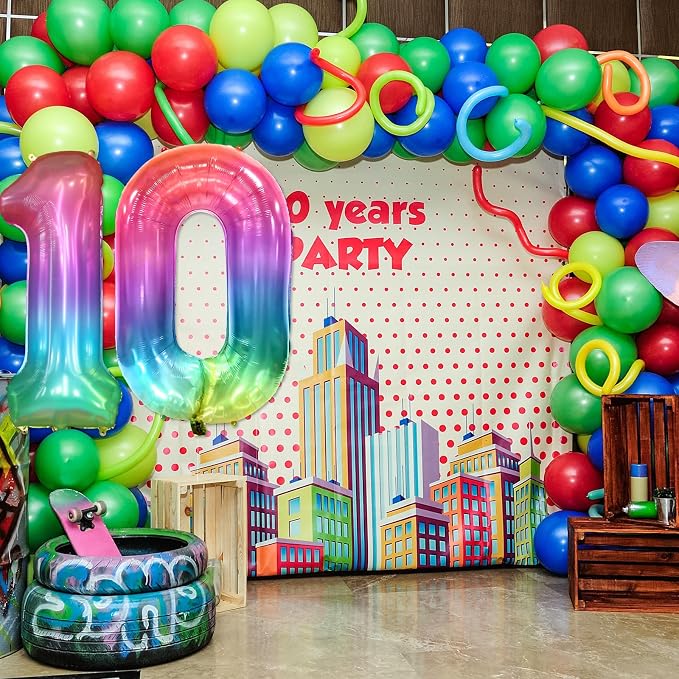 40 Inch Rainbow Number Balloon 0, Large Number Foil Mylar Balloons - Image 4