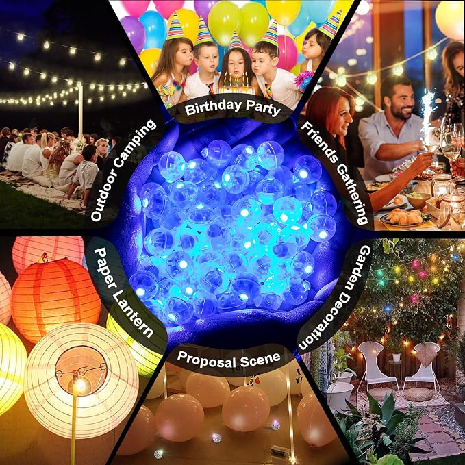 200pcs Blue LED Balloon Lights, LED Round Ball Lamp Tiny Lighting Decoration - Image 5