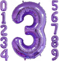 Purple 3 Balloon Number, 40 Inch Number 3 Balloon Big Purple 3 Foil Mylar by BBPOOL
