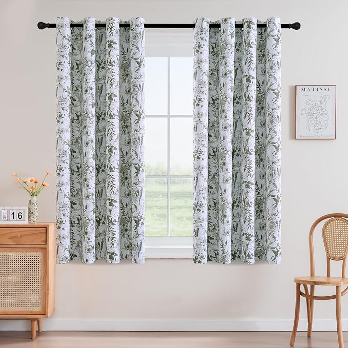 H.VERSAILTEX Blackout Curtains 63 Inch Length 2 Panels Set Floral Print Curtain by HVERSAILTEX