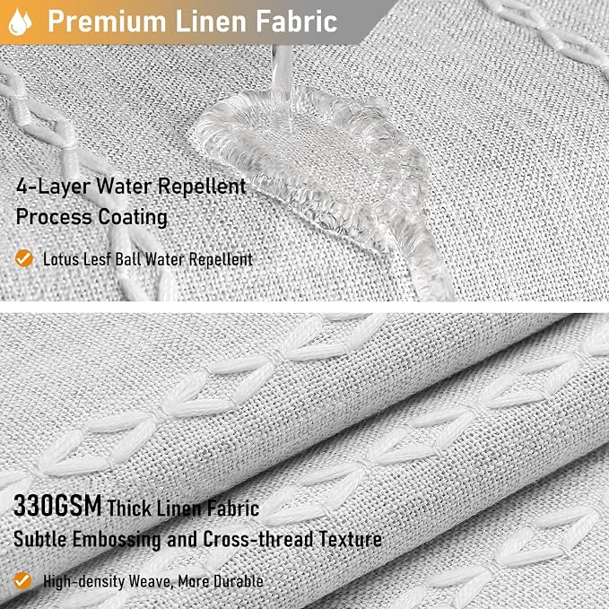 72x96 Extra Long Boho Linen Heavy Duty Shower Curtain Set, 330GSM Linen Blend - Image 4
