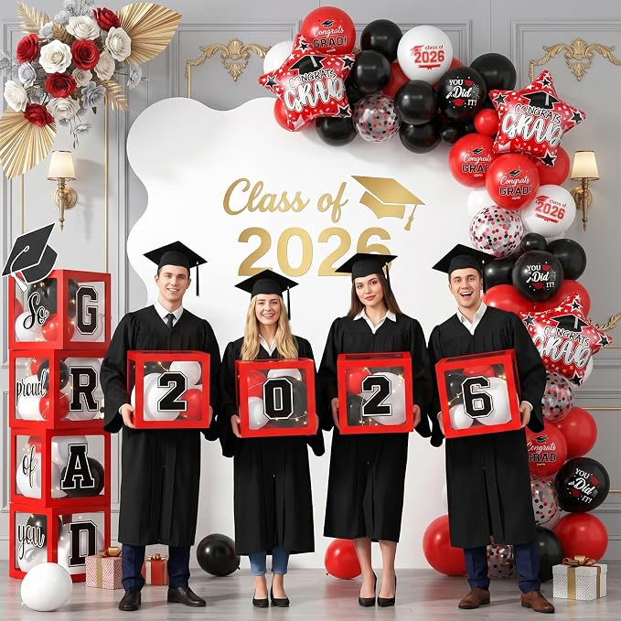 Graduation Decorations Class of 2026-Red and Black Graduation Party - Image 5