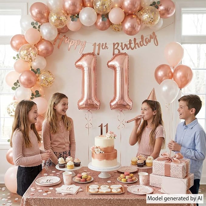 Rose Gold Number 11 Balloon 40 Inch, Blush Twin Foil - Image 2