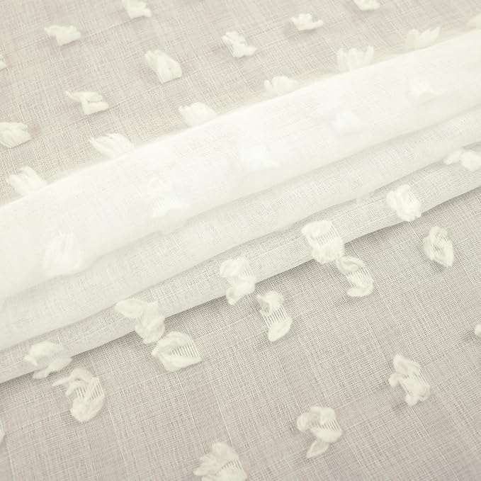 KOUFALL Cream Sheer Curtains 108 Inches Long - Image 4
