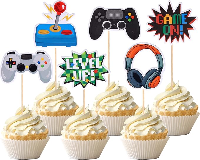 36 PCS Video Game Cupcake Toppers Assembled Game On Controllers Cupcake Picks by ZHUOWEISM