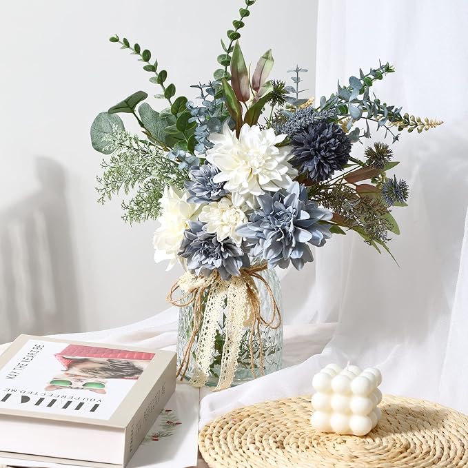 CEWOR Fake Flowers in Vase, Artificial Flowers Arrangement in Vase, Fake Floral - Image 5