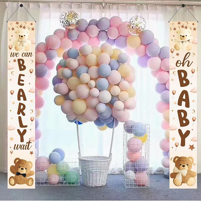 We Can Bearly Wait Baby Shower Decorations 2Pcs Bear Baby Shower Porch Sign - Image 9