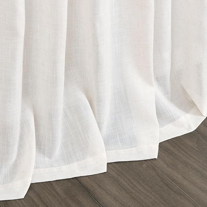Ivory White Linen Curtains for Living Room 126 Inches Long Light Filtering Semi - Image 9