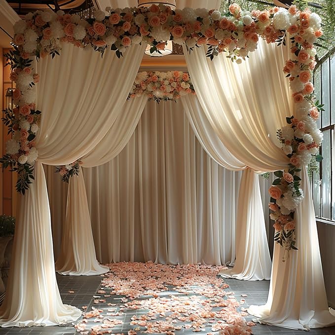 10x10ft Wrinkle Free Ivory Backdrop Curtain - Image 9