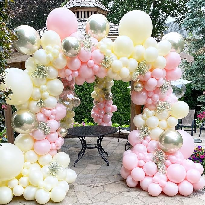 Pearl Pink Double Stuffed Balloons Different Size 115Pcs 5/10/12/18 Inch Pearl - Image 4