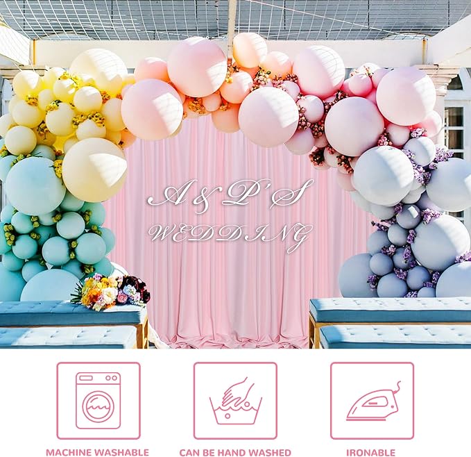 Pink Backdrop Curtain for Parties Baby Shower Pink Photo Curtains - Image 6
