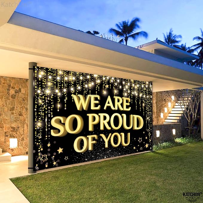 KatchOn Black and Gold Congratulations Banner 72x44 Inch | We Are So Proud of - Image 7