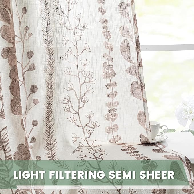 Boho Curtains for Bedroom Linen Style Boho Curtains 84 Inches Long 2 Panels - Image 4